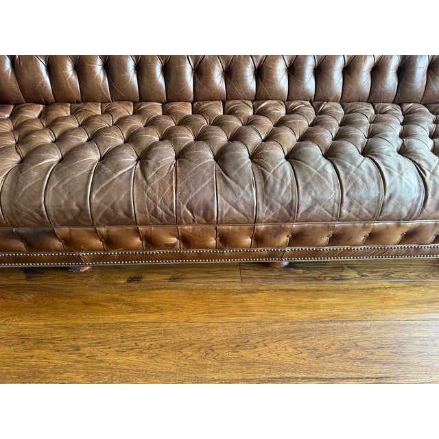 Brown Restoration Hardware Modena Chesterfield Tufted Bench-Cushion Sofa For Sale - Image 8 of 11