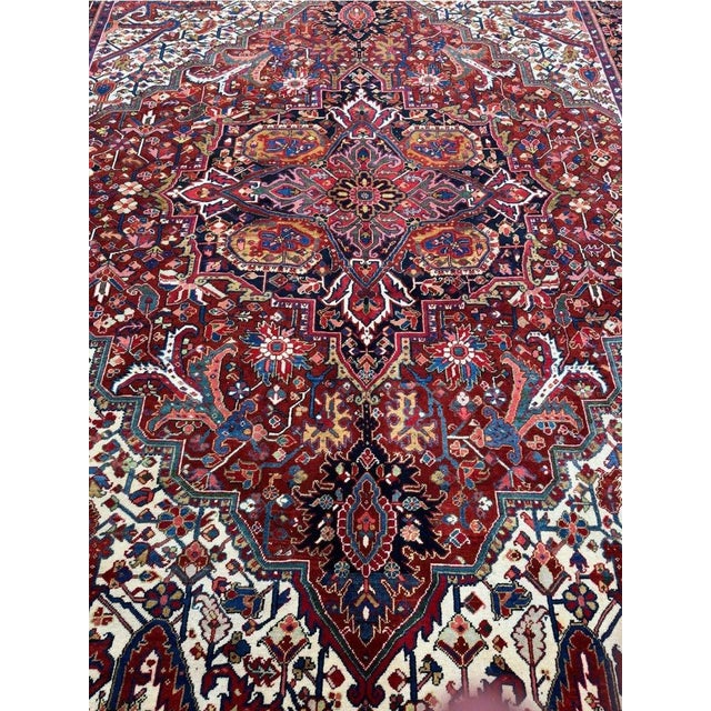 1940s Old Persian Heriz Area Rug 9’10” X 13’0″ For Sale - Image 12 of 12