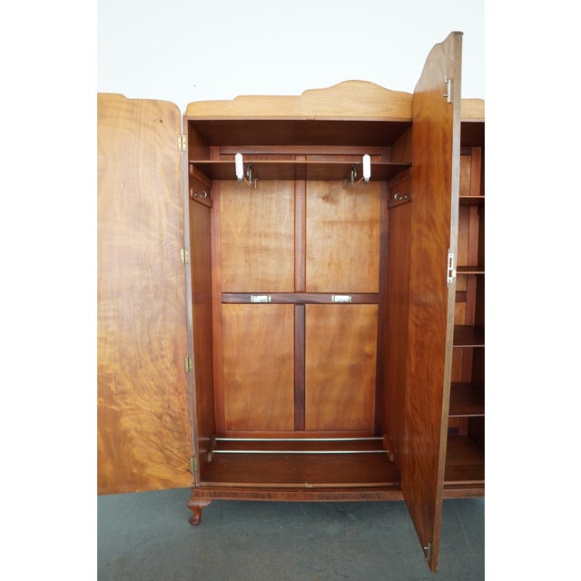 Brown Antique Wylie & Lochhead Glasgow Burl Walnut Armoire Wardrobe For Sale - Image 8 of 18