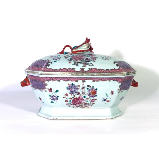 Chinese Export Porcelain Famille Rose Botanical Soup Tureen & Cover For Sale - Image 11 of 11