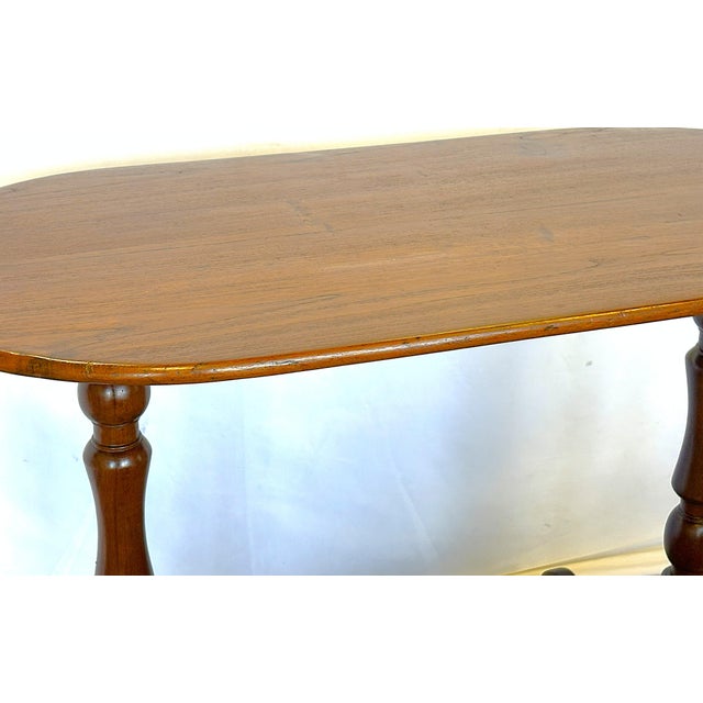 Antique Hand Made Campaign Style Oval Wood Table For Sale - Image 11 of 14