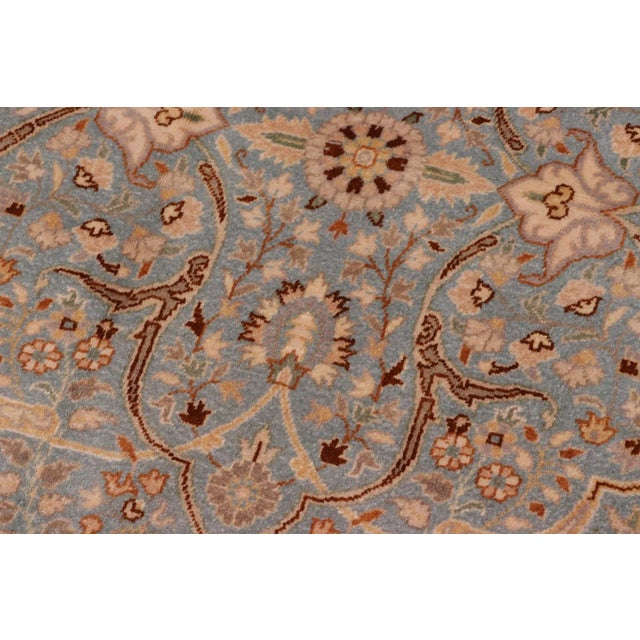 Textile 1980s Shabby Chic Istanbul Blue/Ivory Turkish Hand-Knotted Rug -4'2 X 6'2 For Sale - Image 7 of 10
