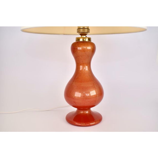 Barovier & Toso Mid Century Modern Murano Glass Table Lamp Ruby Red and Gold | Barovier and Toso Italian Accent Light Vintage Hollywood Regency Maximalist 1950s For Sale - Image 4 of 9