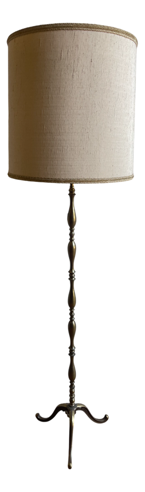 Vintage Maison Jansen Style Floor Lamp in Wrought Brass, 1930s