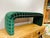 This lovely bench is reupholstered in the most luxurious emerald green velvet! Heavy and well made