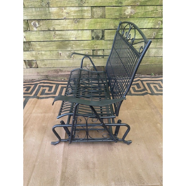 1980s Woodard Style Wrought Iron Swinging Bench For Sale - Image 9 of 10