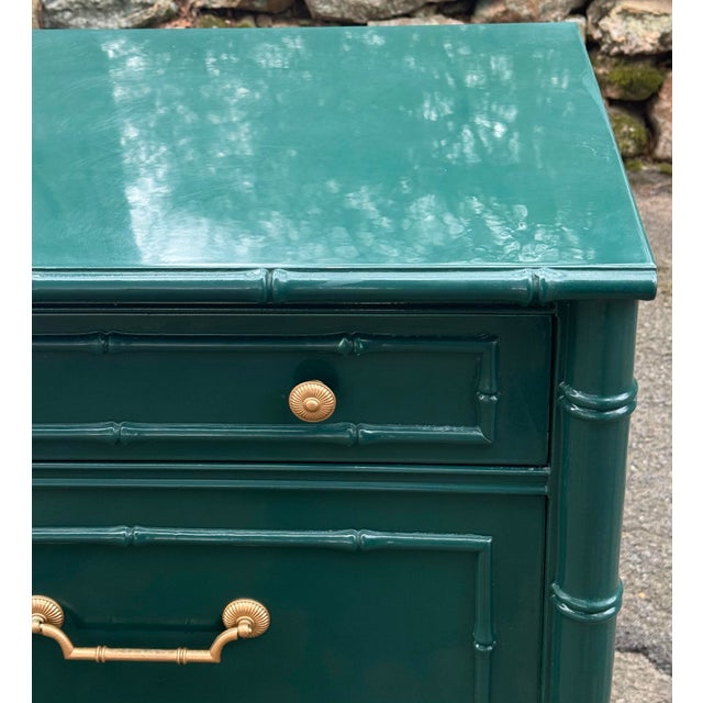 Thomasville Faux Bamboo Green High Gloss Three Drawer Dresser For Sale In New York - Image 6 of 10