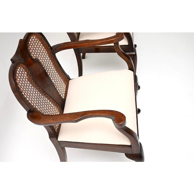 Antique Edwardian Walnut Cane Back Armchairs, 1900, Set of 2 For Sale - Image 9 of 11