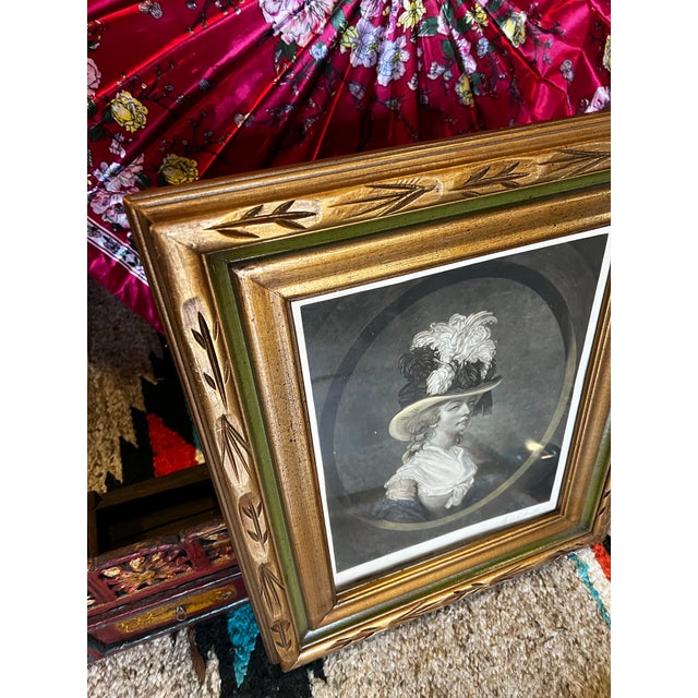 Black and White Vintage Print of Woman in Fancy Hat, Framed For Sale - Image 4 of 6