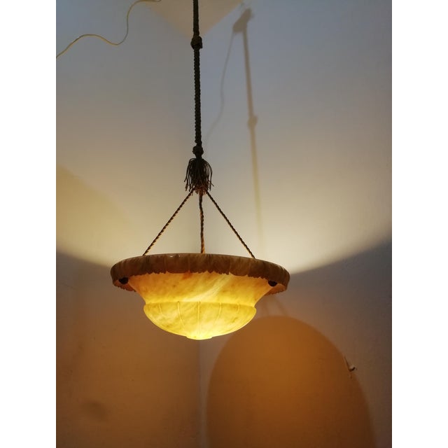 Victorian Style Alabaster Pendant Lamp, 1930s For Sale - Image 12 of 12