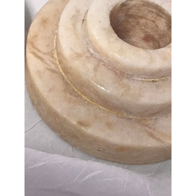Art Deco 1930s Art Deco Pale Pink Marble Pair of Candleholders For Sale - Image 3 of 10
