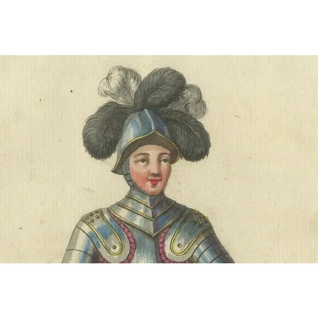 Late 18th Century Schwan, Knight of the Teutonic Order in Reception Attire, 1791, Hand-Colored Engraving For Sale - Image 5 of 6