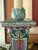 Chinoiserie Pair of Vintage Ceramic Table Lamps Cabbage Leaf Motif Pink and Green Hollywood Regency Style For Sale - Image 3 of 12
