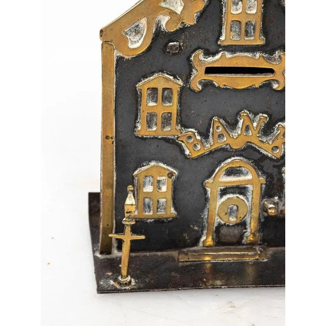 English Antique Brass House Coin Bank For Sale - Image 3 of 7