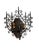 A rare pair of intricate wrought iron with hammered iron backplates wall sconces. Perfect for either side of a fireplace...