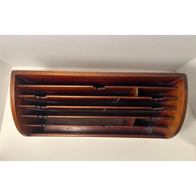 19th Century Flame Mahogany Inlays Stationary Letter Holder Desk Organizer For Sale - Image 4 of 10