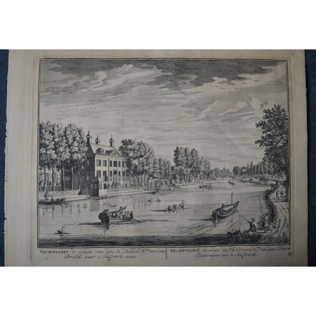 Amsterdam, 1719 Two Engravings on One Sheet : Vechtvliet and Hofwerk For Sale - Image 4 of 12