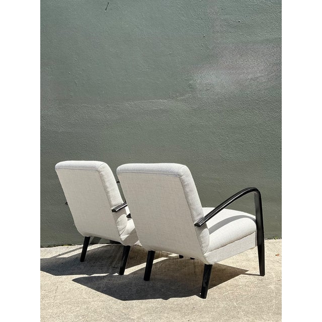 Mid 20th Century Vintage MCM Black Wood Lounge Chairs - Pair For Sale - Image 5 of 13