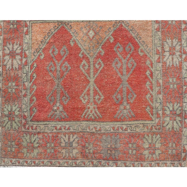 Vintage Turkish Oushak Rug With Soft Coral, Sage Green, and Muted Orange Tones 5'4 X 11'10 For Sale - Image 10 of 12