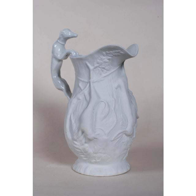 Figurative Vintage Portugese Porcelain Pitcher For Sale - Image 3 of 3
