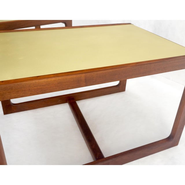 1970s Mid Century Modern Solid Oil Walnut c1970s Brass Tops Side End Tables - A Pair For Sale - Image 5 of 12