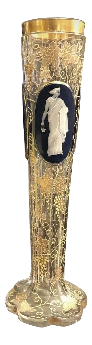 19th C. Bohemian Cut & Enameled Vase