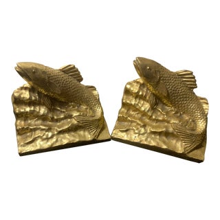 Gatco Solid Brass Fish Bookends For Sale