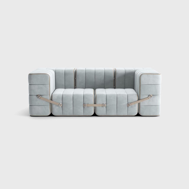 Not Yet Made - Made To Order Curt Modular Set - Flexible 2-Seater with Armrests - Barcelona - River - V3347/33 (Light Blue) by Ambivalenz, Set of 7 For Sale - Image 5 of 5