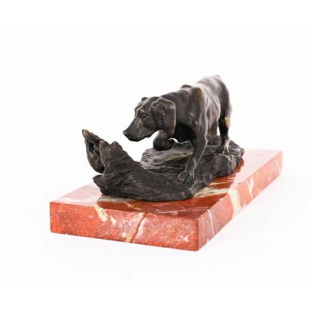 Metal Carl Kauba, Hunting Dog, 19th Century, Bronze and Marble For Sale - Image 7 of 15