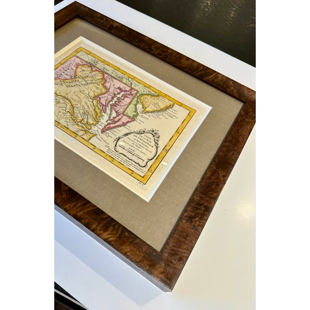 Original 1757 Hand-Colored Chesapeake Bay Map by Jacques-Nicolas Bellin | Copper Engraving | Custom Framed For Sale - Image 4 of 5