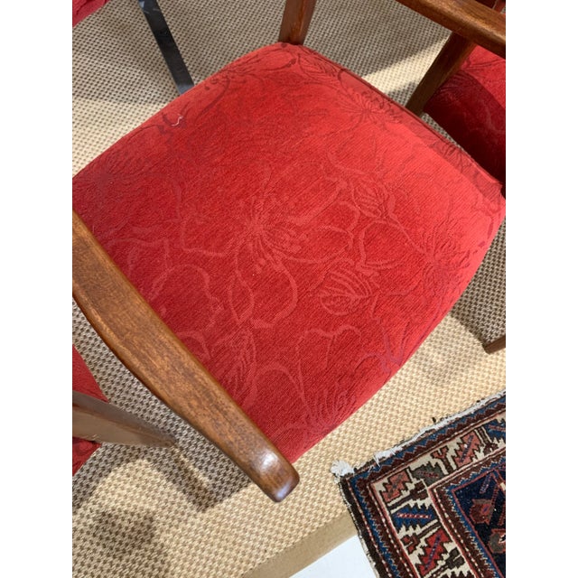 Mid-Century Modern Mid-Century Modern Red Velvet Chairs - Set of 4 For Sale - Image 3 of 6