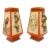 Pair Squared Tapered Vases Cachepots With Pierced Edges and Gilt Dragon Handles, Austrian, Hand Painted, 20th C For Sale