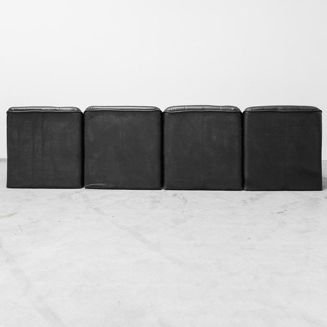 Modular Four-Seater Sofa in Black Eco-Leather, 1970s, Set of 4 For Sale - Image 12 of 15