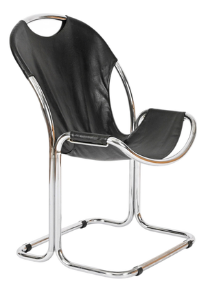 Bauhaus Black Leather and Chrome Cantilever Chair by Giandomenico Belotti, Italy, 1960s