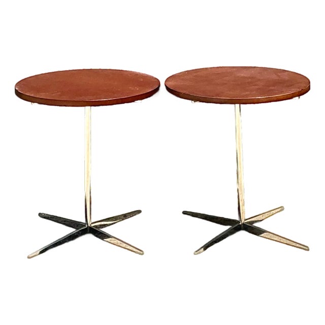 Bernhardt Design Modern Wood and Chrome Accent Tables For Sale