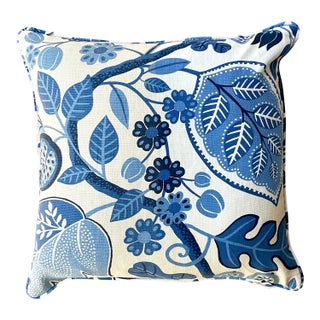 Vintage Costal Blue Floral Down Throw Pillow For Sale