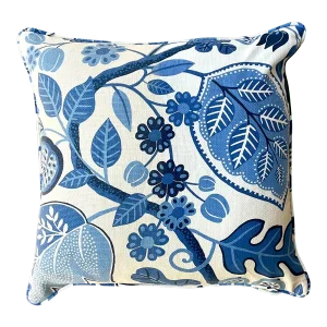 Vintage Costal Blue Floral Down Throw Pillow