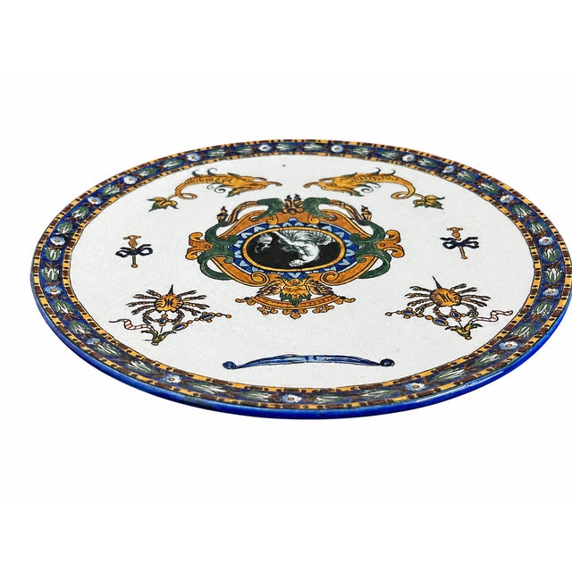 Renaissance Late 19th Century French Gien Renaissance Faience Decorative Plate For Sale - Image 3 of 6
