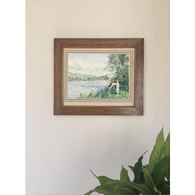 Paul Grégoire, On the banks of the Moselle, Prémontrés Abbey, Watercolor For Sale - Image 3 of 5