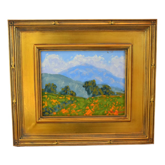 2020s Marc A. Graison California Landscape "Rolling Hills" Painting Including the Antiqued Gold Wood Frame For Sale - Image 5 of 5