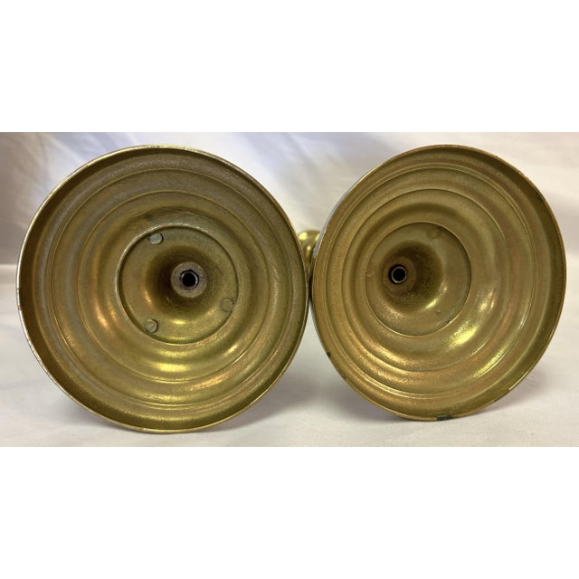 Antique French Brass Candlesticks- A Pair For Sale - Image 18 of 18