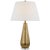 Traditional Chapman & Myers by Visual Comfort Signature Aris Large Table Lamp in Antique-Burnished Brass and Clear Glass with Linen Shade For Sale - Image 3 of 3