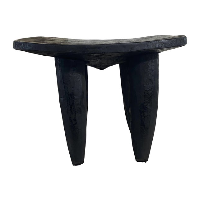African Ebonized Black Senufo Wood Stool/Table I . Coast 22.5" W For Sale - Image 4 of 8