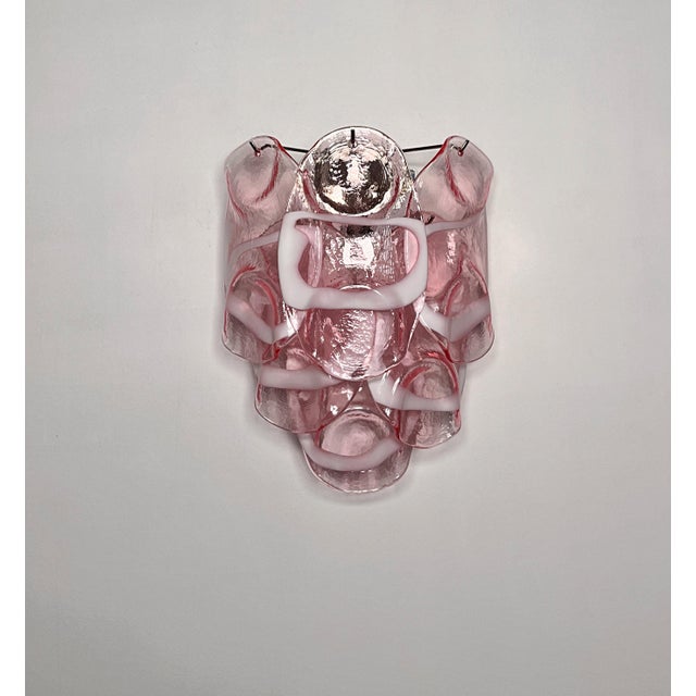 Vintage Italian Murano Wall Lights with Pink Lattimo Glasses, 1990s, Set of 2 For Sale - Image 12 of 14