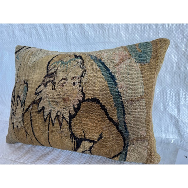 Baroque 17th Century Flemish Figural Tapestry Pillow For Sale - Image 3 of 4