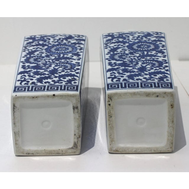 Ceramic Blue & White Silk Road Style Vases - a Pair For Sale - Image 7 of 9
