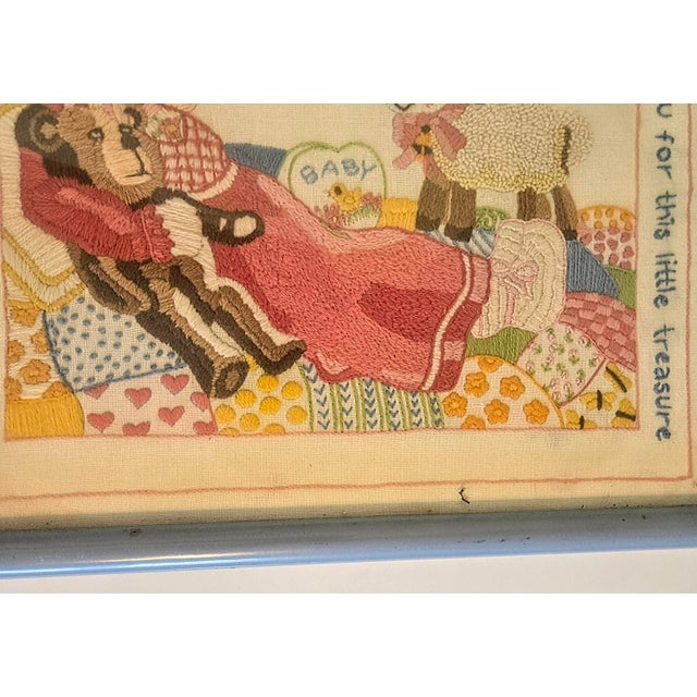 Farmhouse Vintage Baby Girl Blessing Framed Needlework Art For Sale - Image 3 of 6