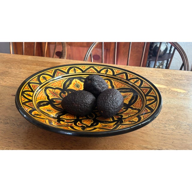 Quite large Moroccan ceramic bowl, hand-painted by artisans after the Moorish Spanish style of the Alhambra palace in...
