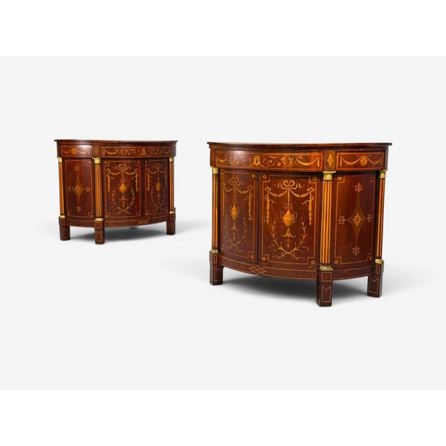 19th Century 1830s English Neoclassical, Demi Lune Cabinets, Bronze, Satinwood Inlay For Sale - Image 5 of 17