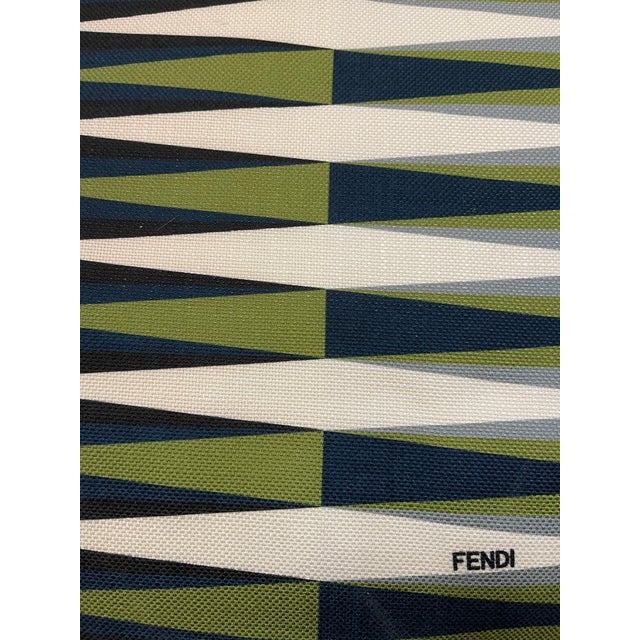 1980s Fendi Upholstery in Cream, Olive and Blue- Italian For Sale In Los Angeles - Image 6 of 6